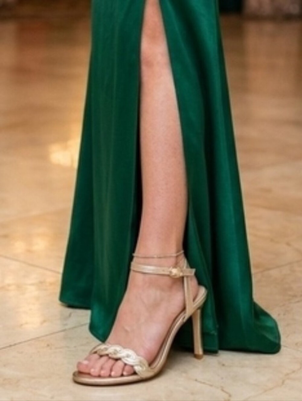 New Stuart Weitzman Gold Strappy High-Heel Sandals